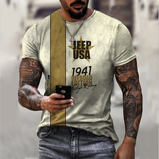 3D Digital Printed Round Neck Plus Size Men's Loose T-shirt Top