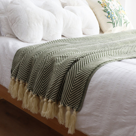 Classic Retro Herringbone Weave Sofa Blanket
